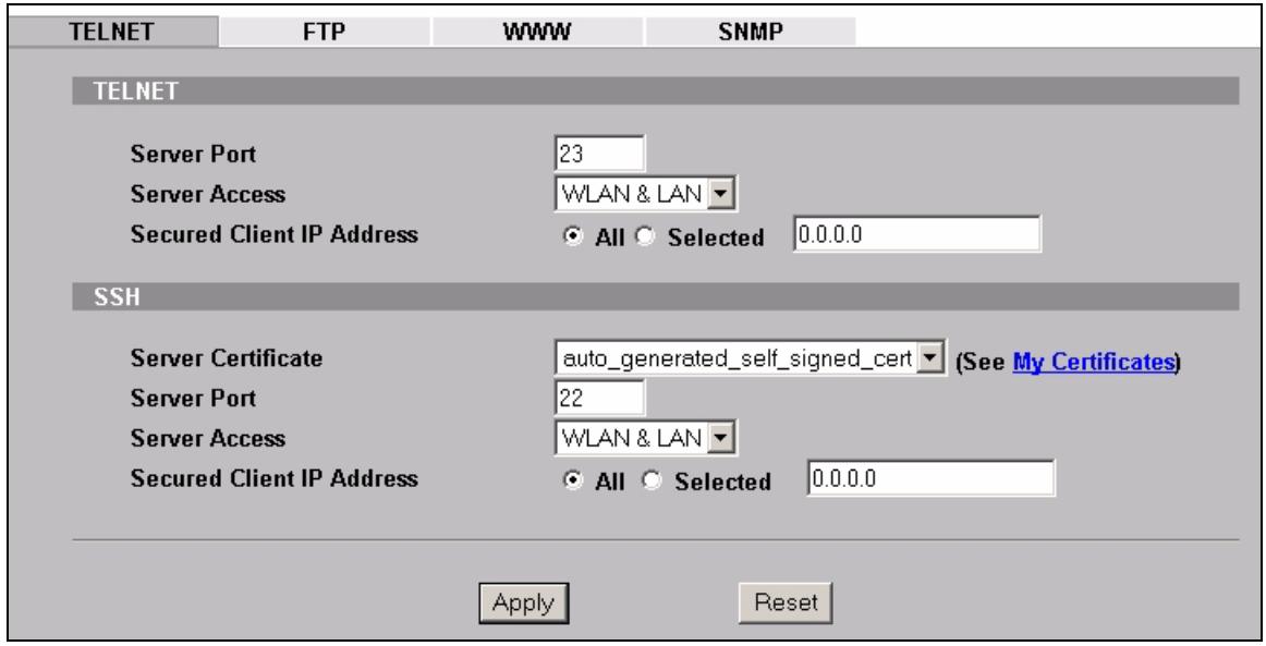 ZYXEL NWA-3166 - The Telnet Screen - 1