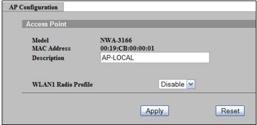 ZYXEL NWA-3166 - The AP Lists Edit Screen - 1
