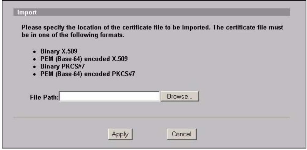 ZYXEL NWA-3166 - Trusted CAs Import Screen - 1