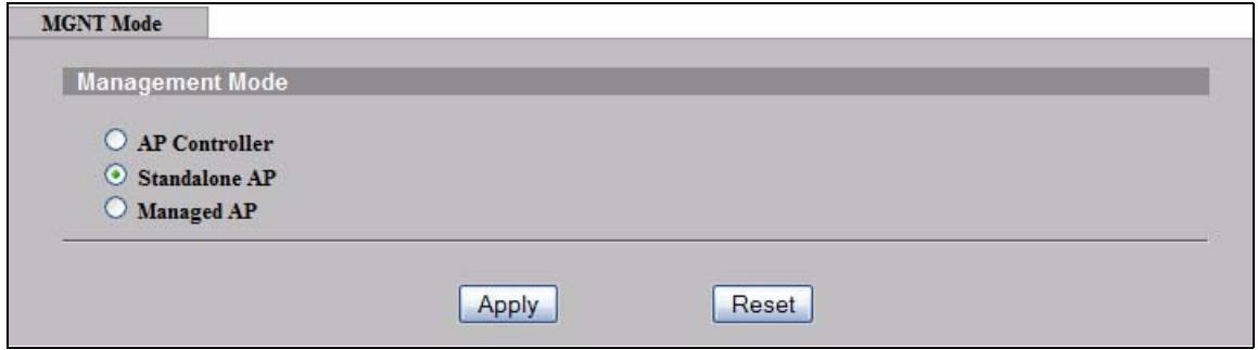 ZYXEL NWA-3166 - The Management Mode Screen - 1