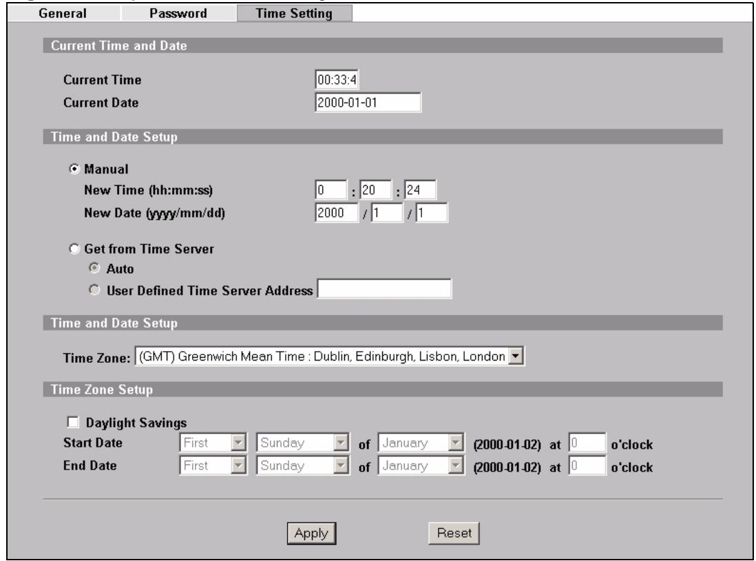 ZYXEL NWA-3166 - Time Setting Screen - 1