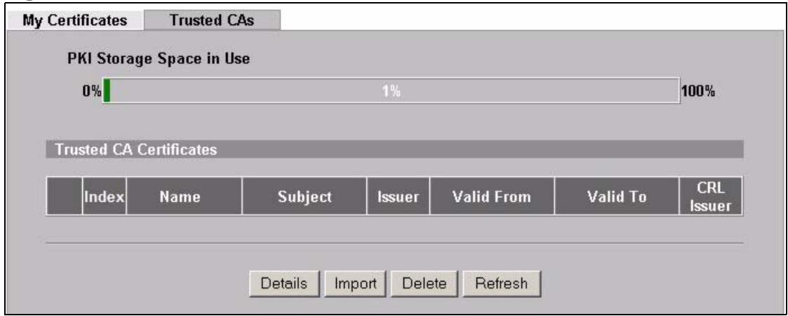 ZYXEL NWA-3166 - Trusted CAs Screen - 1