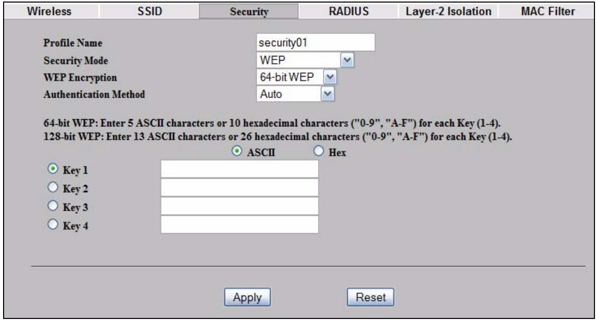 ZYXEL NWA-3166 - Security: WEP - 1