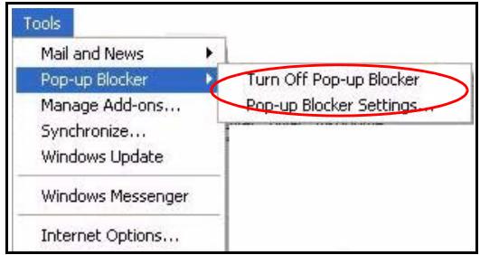 ZYXEL NWA-3166 - Disable pop-up Blockers - 1