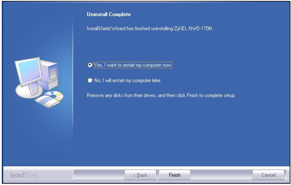 ZYXEL NWD-170 - Uninstalling the ZyXEL Utility - 2