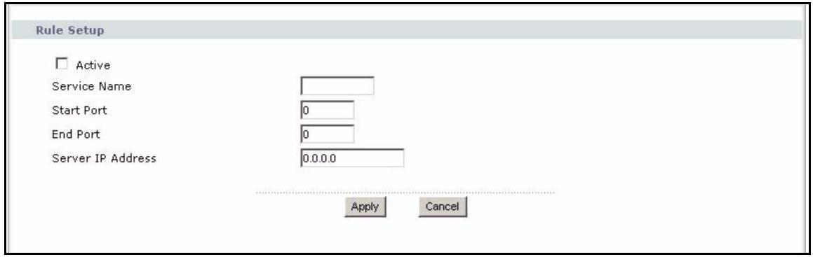 ZYXEL P-2302HWL-P1 - NAT Port Forwarding Edit Screen - 1
