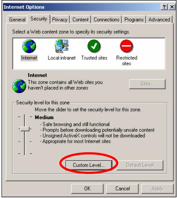 ZYXEL P-2302HWL-P1 - Enable pop-up Blockers with Exceptions - 3