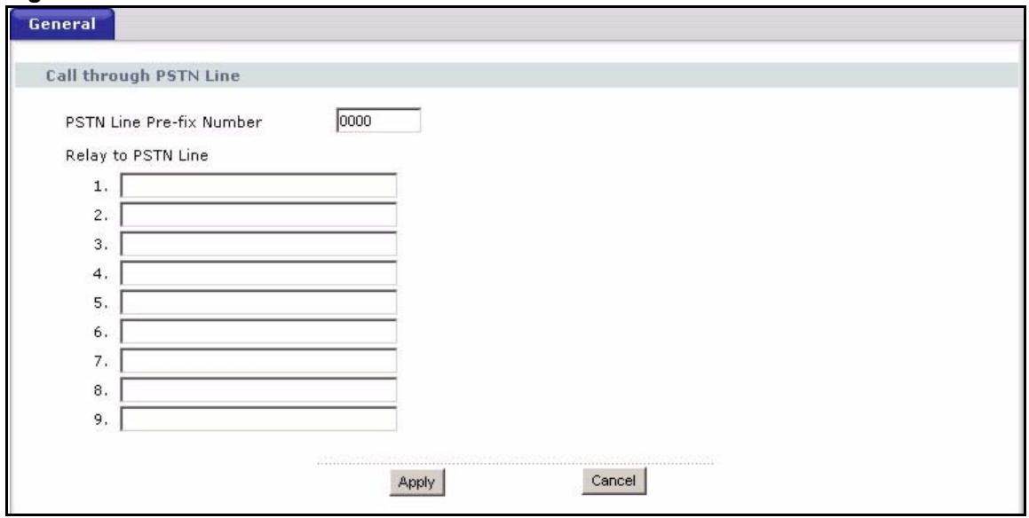 ZYXEL P-2302HWL-P1 - PSTN Line General Screen - 1