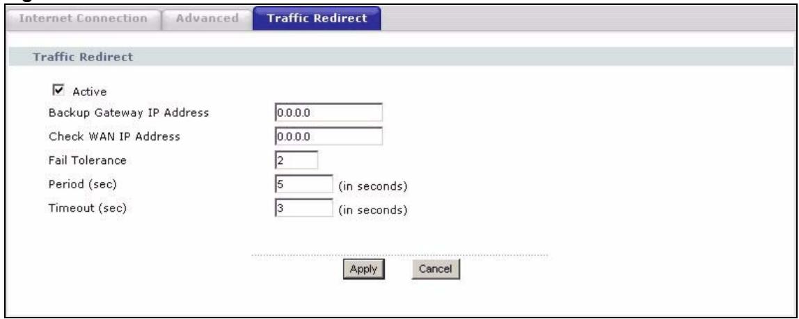 ZYXEL P-2302HWL-P1 - WAN Traffic Redirect Screen - 1