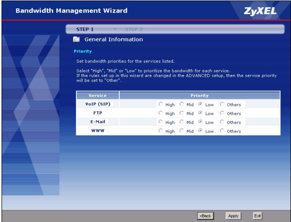 ZYXEL P-2302HWL-P1 - Priority Setup - 1