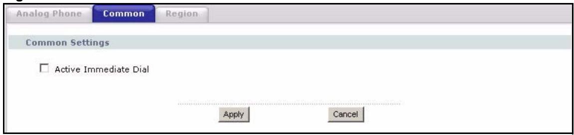 ZYXEL P-2302HWL-P1 - Common Phone Settings Screen - 1