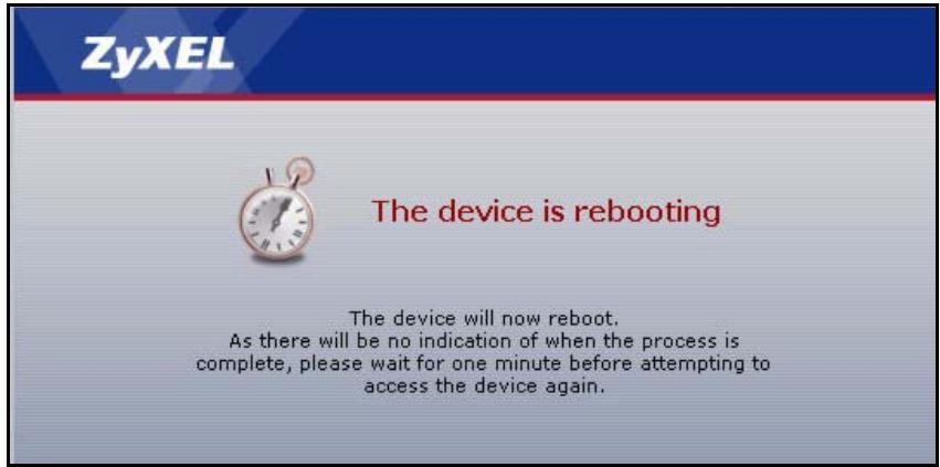 ZYXEL P-2302HWL-P1 - Restart Screen - 2