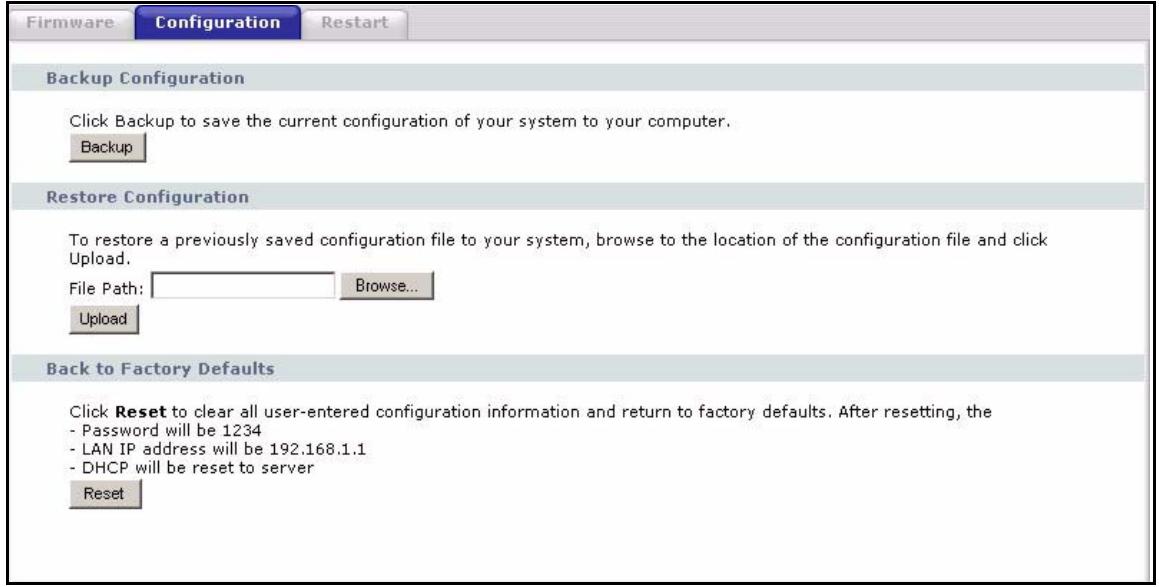 ZYXEL P-2302HWL-P1 - Configuration Screen - 1