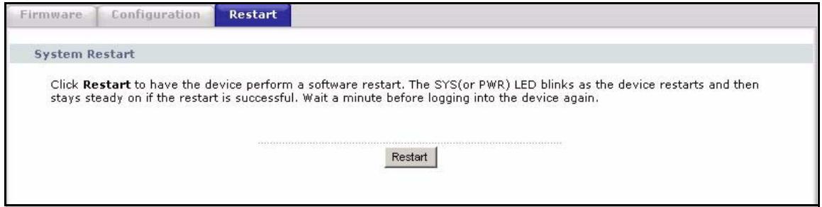ZYXEL P-2302HWL-P1 - Restart Screen - 1