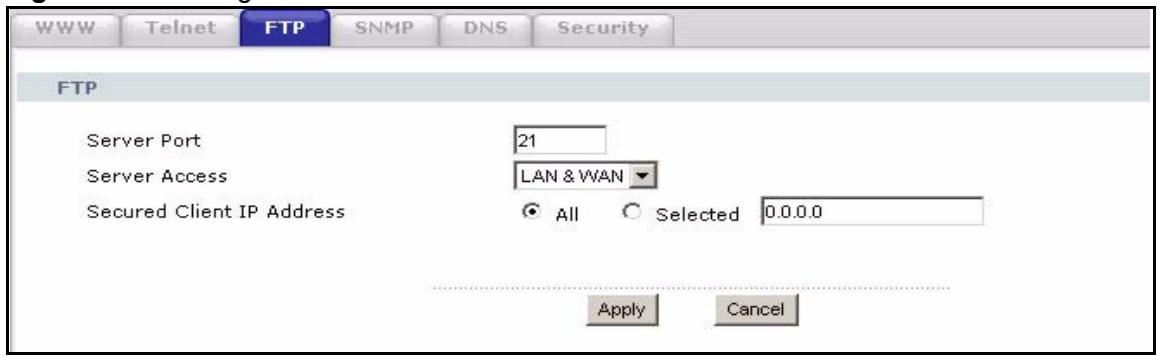 ZYXEL P-2302HWUDL-P1 - FTP Screen - 1