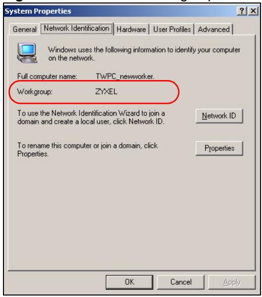 ZYXEL P-2302HWUDL-P1 - Checking your Workgroup Name - 1