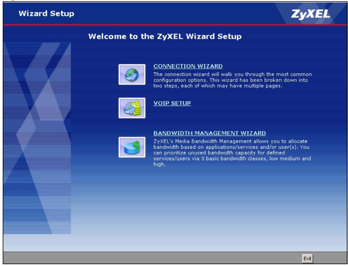 ZYXEL P-2302HWUDL-P1 - Main Wizard Screen - 1