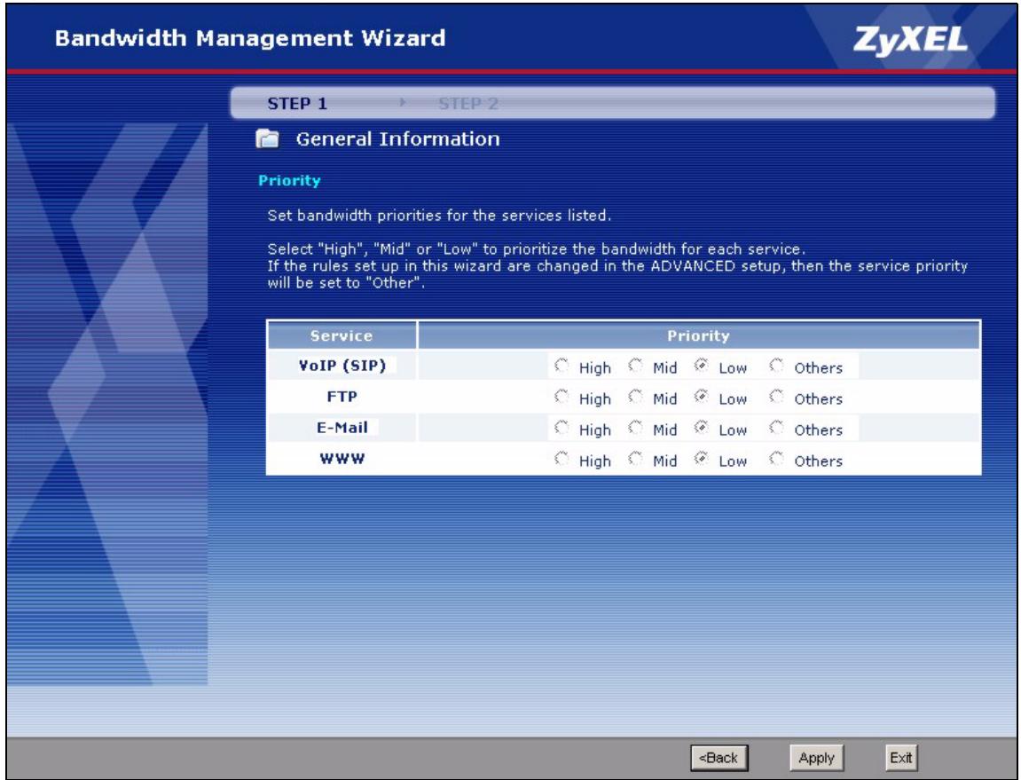 ZYXEL P-2302HWUDL-P1 - Priority Setup - 1