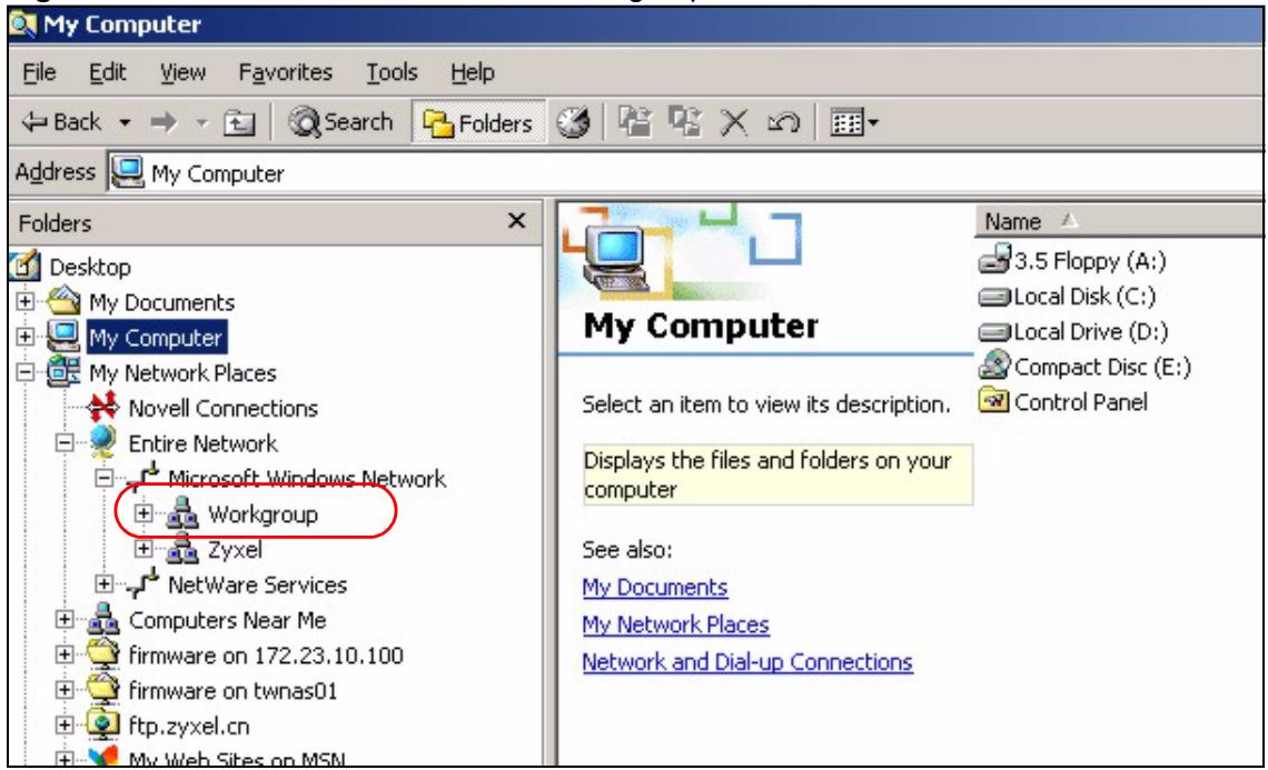 ZYXEL P-2302HWUDL-P1 - Using the Workgroup Name to Access Files - 2