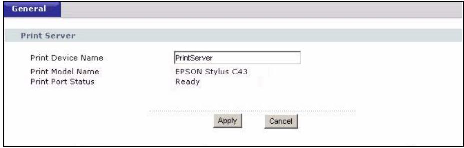 ZYXEL P-2302HWUDL-P1 - Print Server Screen - 1