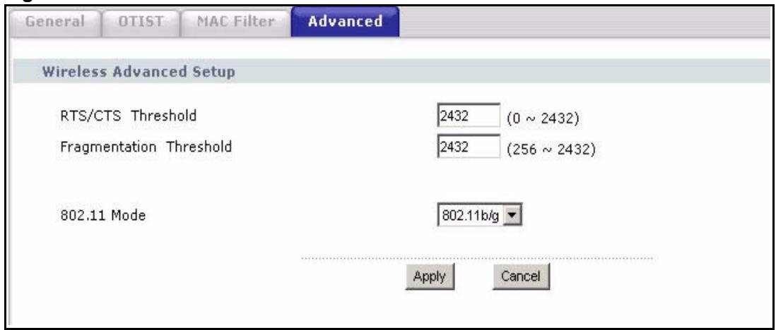ZYXEL P-2302HWUDL-P1 - Wireless LAN Advanced Setup - 1