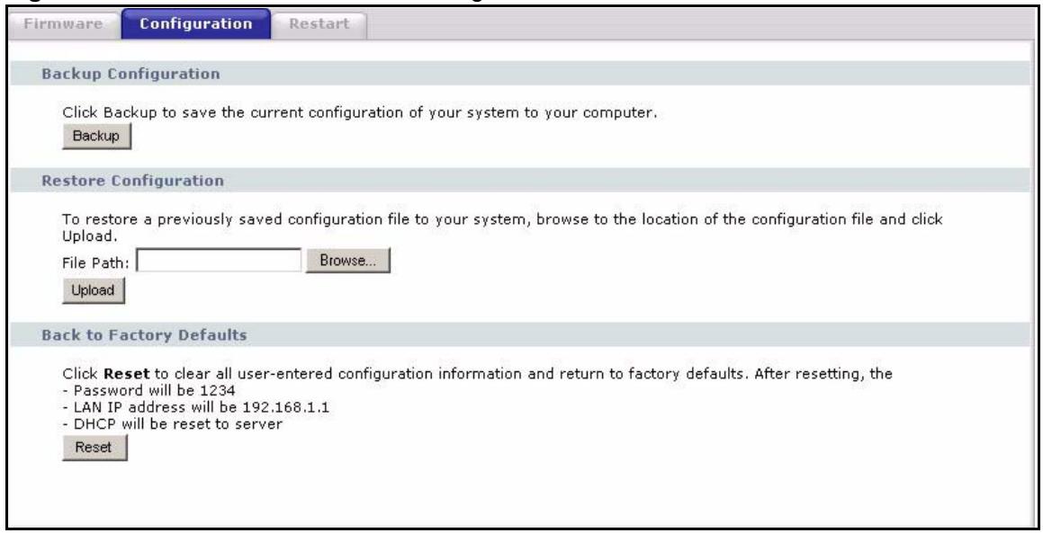 ZYXEL P-2302HWUDL-P1 - Configuration Screen - 1