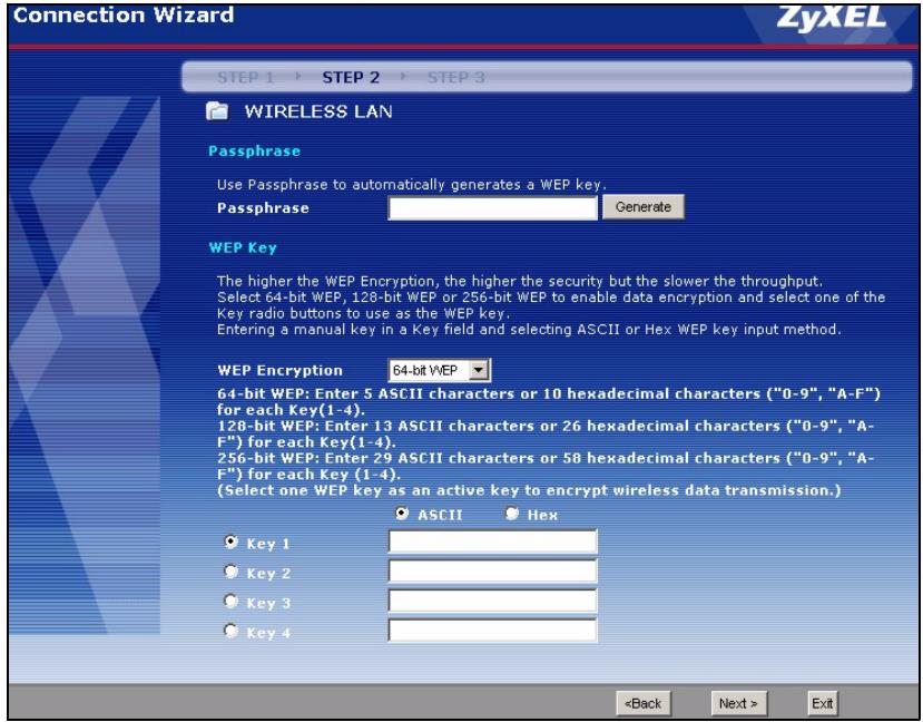 ZYXEL P-2302HWUDL-P1 - Manually Assign a WEP key - 1
