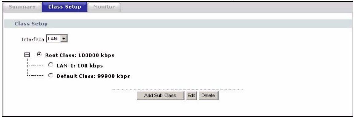 ZYXEL P-2302HWUDL-P1 - Bandwidth Class Setup Screen - 2