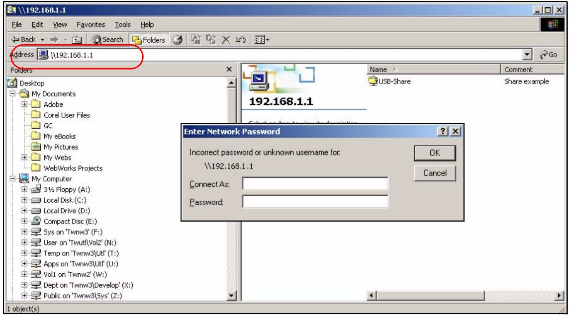ZYXEL P-2302HWUDL-P1 - Using Windows Explorer to Share Files - 2