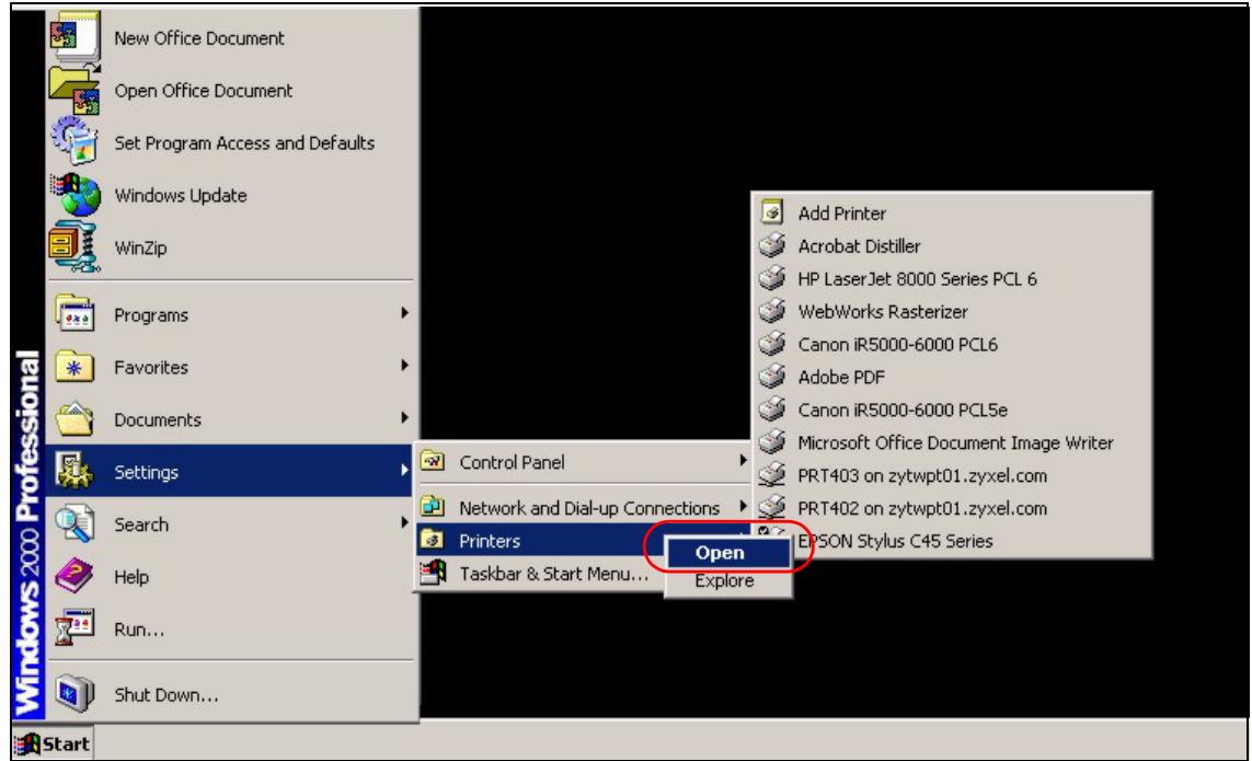 ZYXEL P-2302HWUDL-P1 - Configure a TCP/IP Printer Port - 1