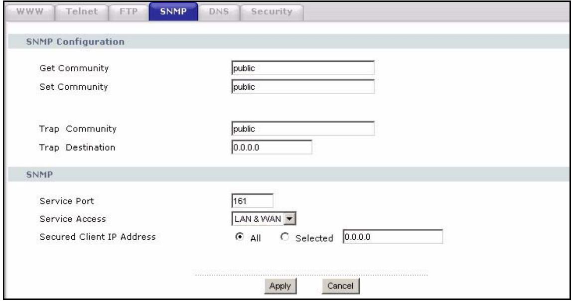 ZYXEL P-2302HWUDL-P1 - Configuring SNMP - 1