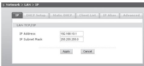 ZYXEL P-2302RL - Ändern des IP-Bereichs des lokalen Netzwerks - 1