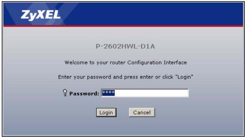 ZYXEL P-2602HWL-D7A - Accessing the Web Configurator - 1