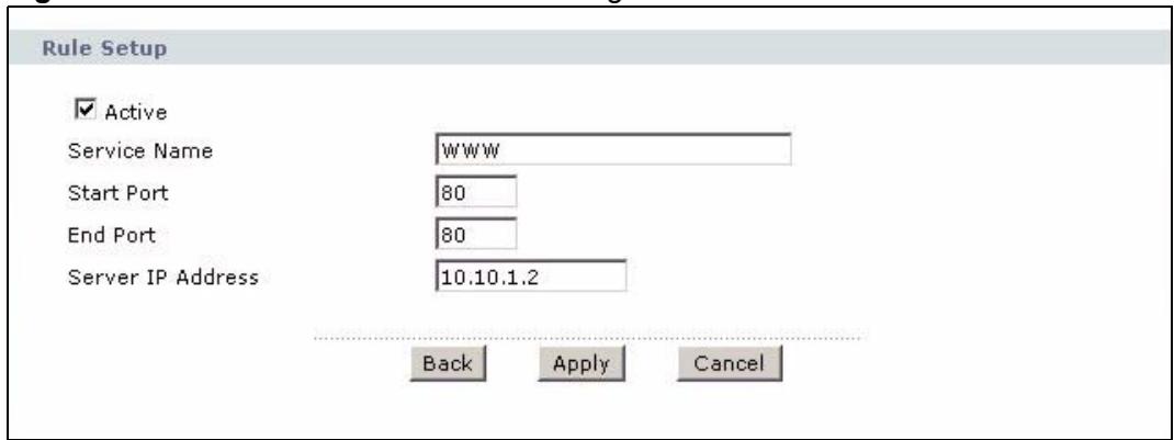 ZYXEL P-660HN - The Port Forwarding Rule Edit Screen - 1