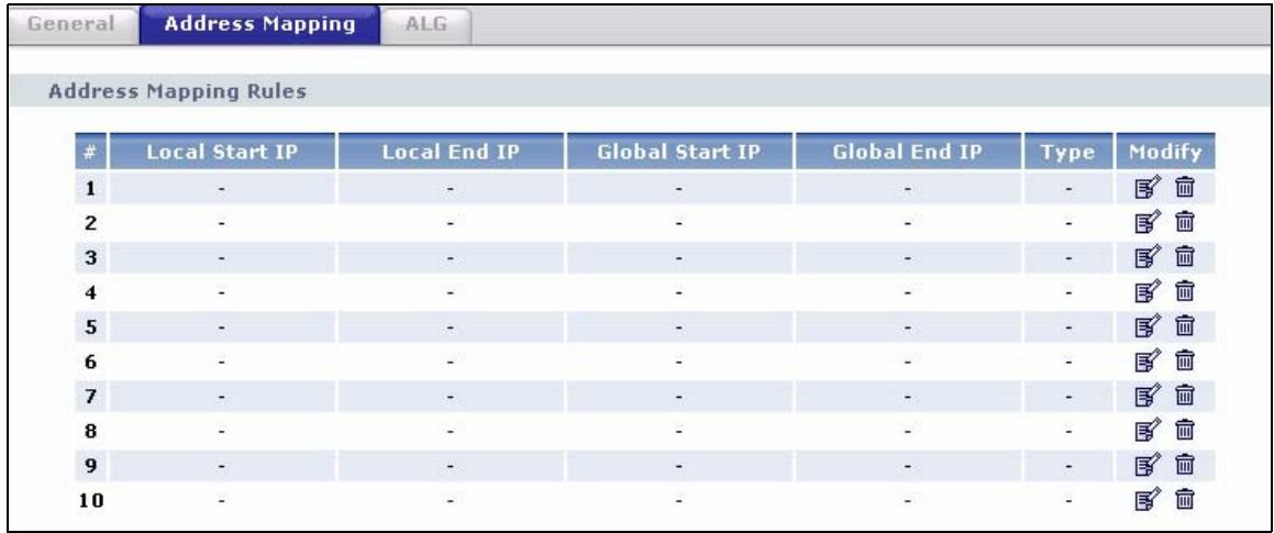 ZYXEL P-660HN - The Address Mapping Screen - 2