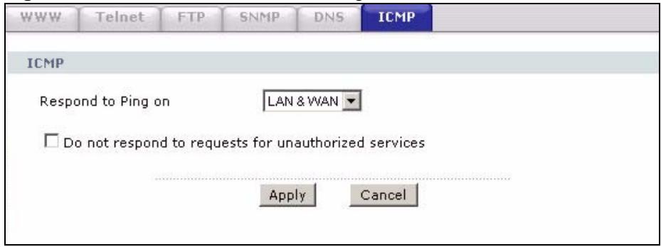 ZYXEL P-660HN - The ICMP Screen - 2