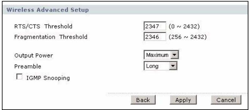 ZYXEL P-660HN - Wireless LAN Advanced Setup - 1
