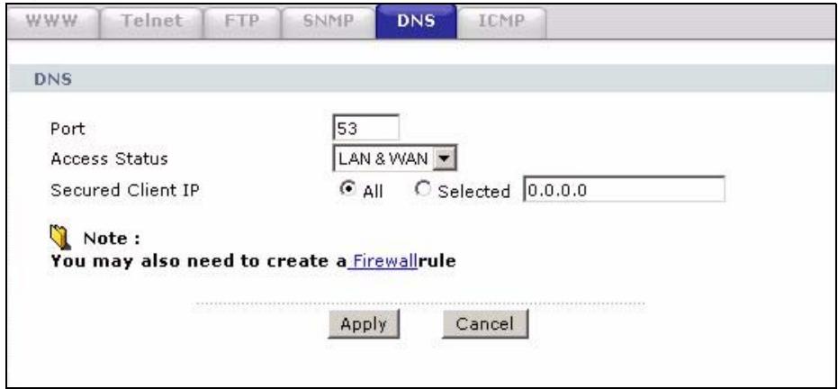 ZYXEL P-660HN - The DNS Screen - 1