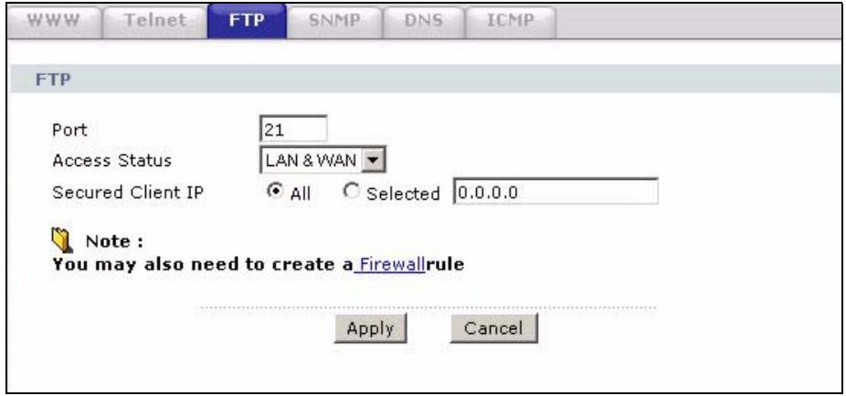ZYXEL P-660HN - The FTP Screen - 1