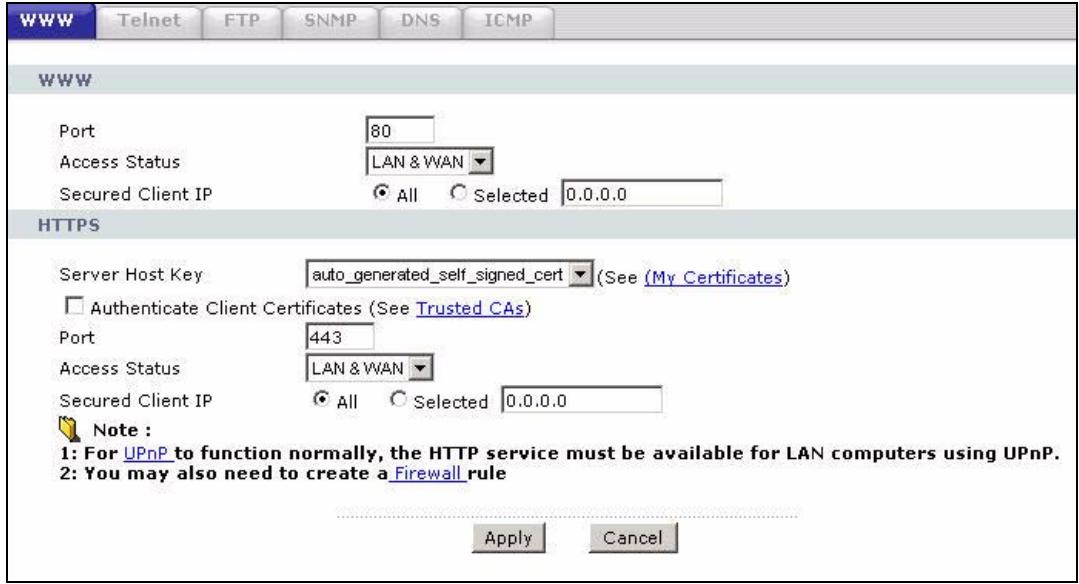 ZYXEL P-660HN - Configuring the WWW Screen - 1