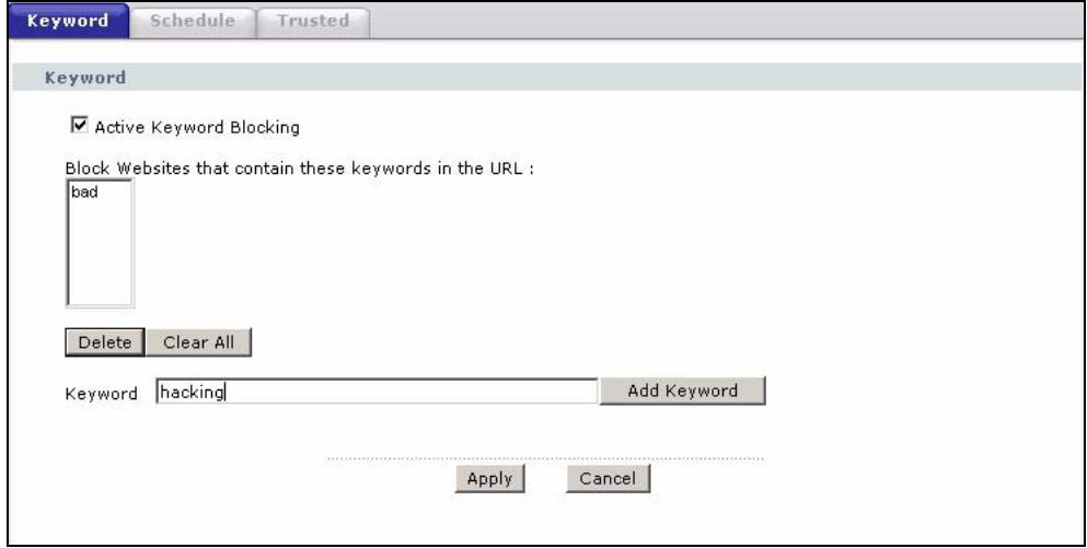 ZYXEL P-660HN - Content Filtering Example - 1
