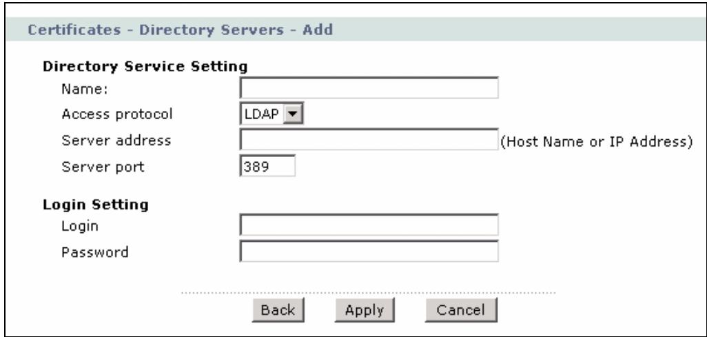 ZYXEL P-660HN - Directory Server Add and Edit - 1