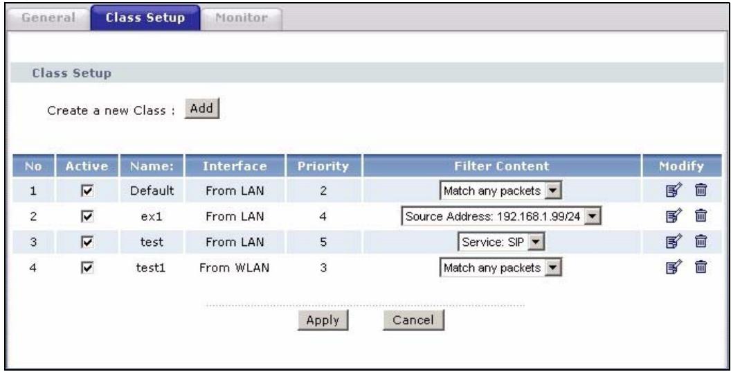 ZYXEL P-660HN - The Class Setup Screen - 1
