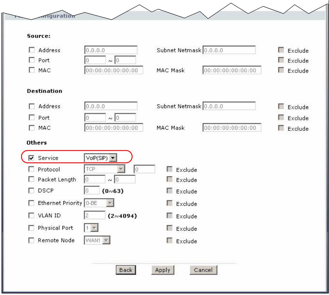 ZYXEL P-660HN - QoS Class Setup Example - 3