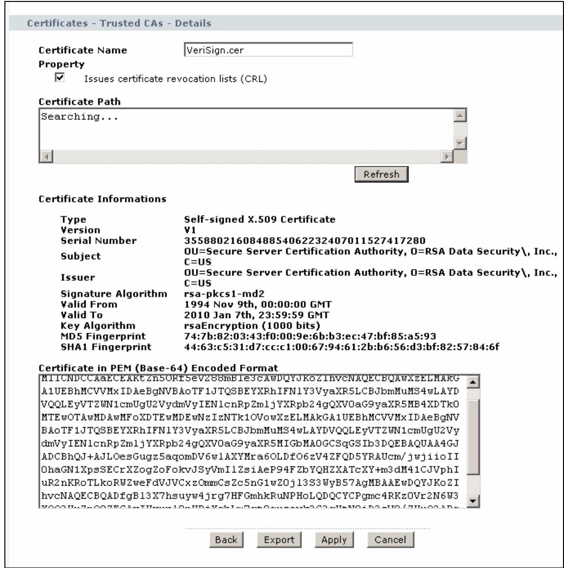 ZYXEL P-660HN - Trusted CA Details - 1