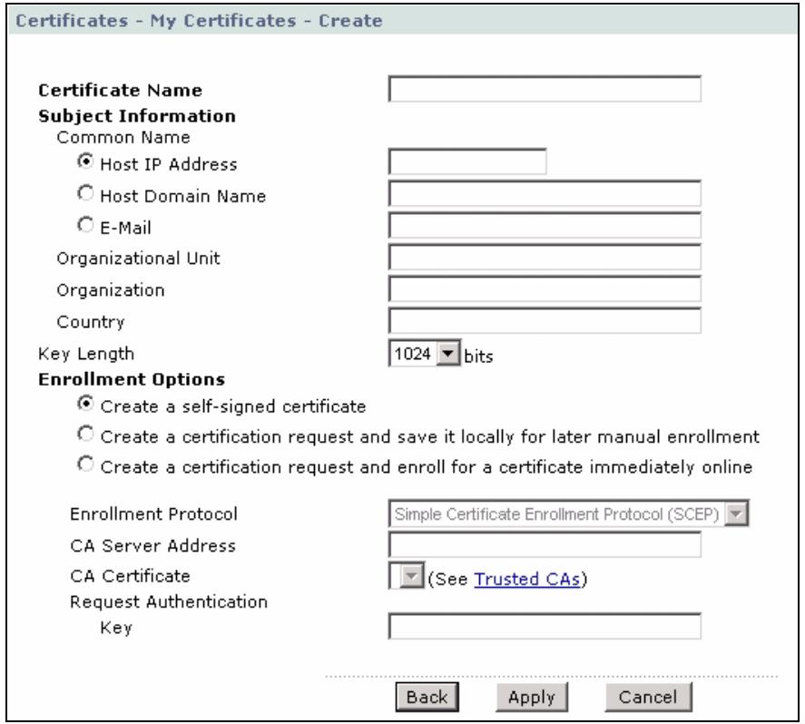 ZYXEL P-660HN - My Certificate Create - 1