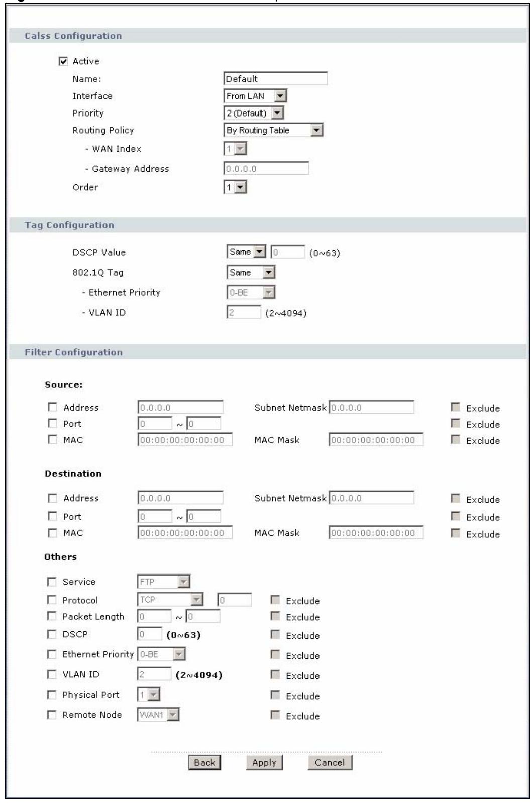 ZYXEL P-660HN - The Class Configuration Screen - 1