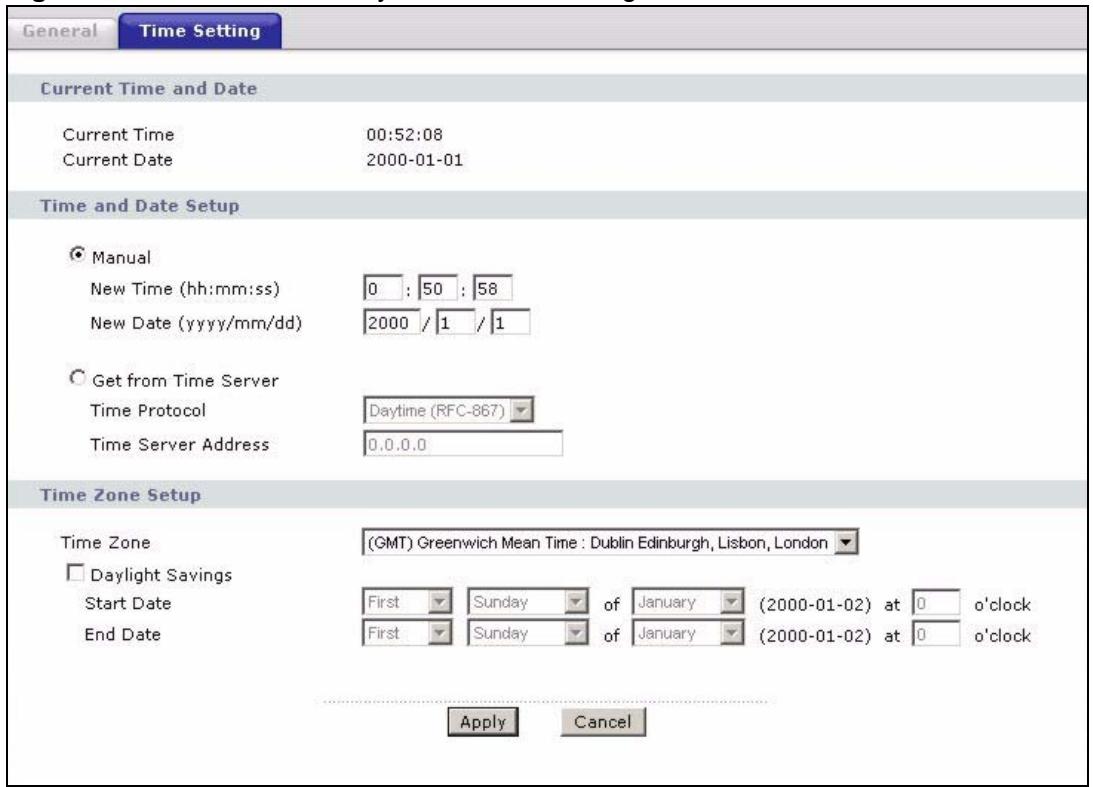 ZYXEL P-660HN - The Time Setting Screen - 1