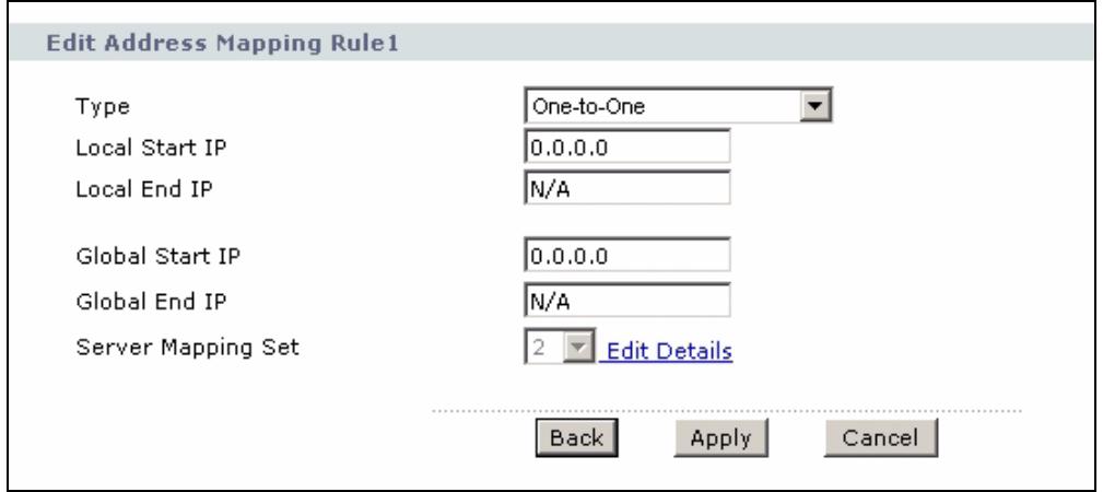ZYXEL P-660HN - The Address Mapping Rule Edit Screen - 1