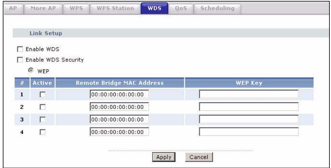 ZYXEL P-660HN - The WDS Screen - 3